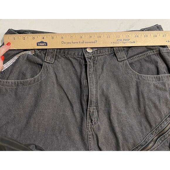Y2k FOX JEANS Men's Cargo Shorts 34 - 38 Casual Black Denim Ace Spaces Zippers - Picture 7 of 14